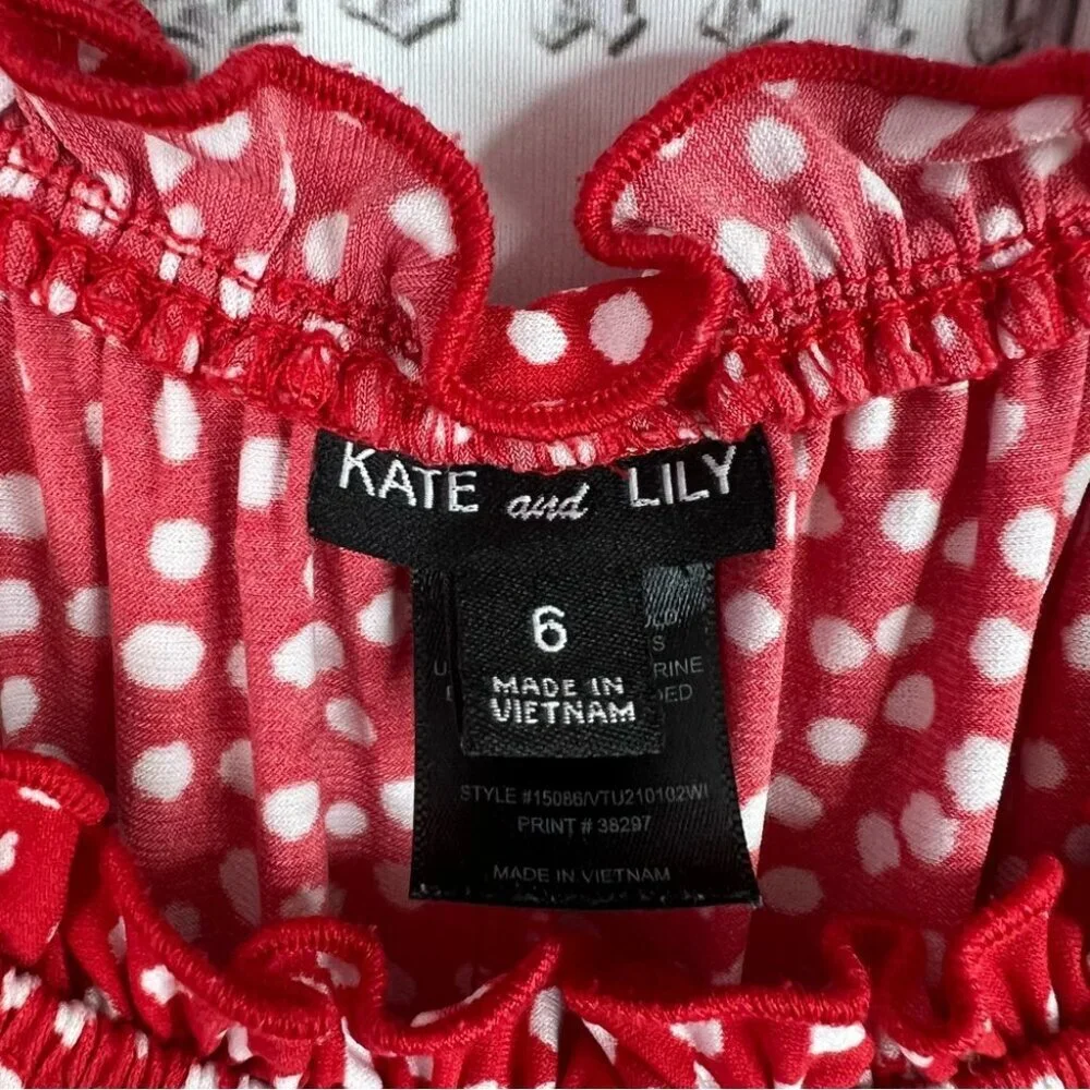 Kate and lily dress milkmaid cottage Elegant Red Polka Dot Midi Dress